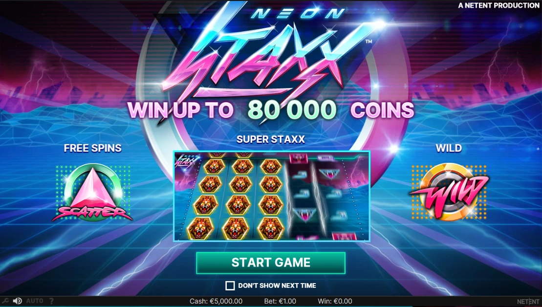 neon staxx slot screenshot westcasino